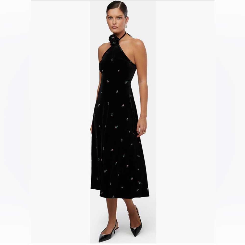 New We wore what velvet black midi dress